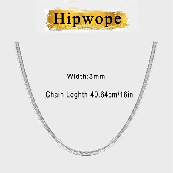 ⚡Snake Chain Herringbone Necklace For Women Gold Filled 14K Gold Silver Plated - Picture 2 of 7